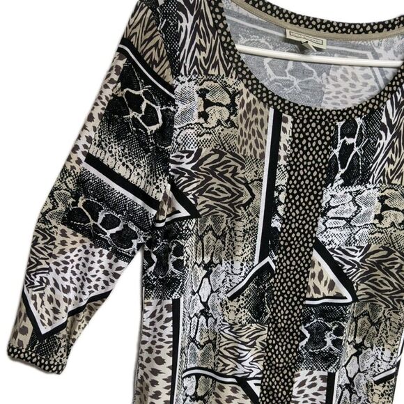 NWT Dana Buchman Top Women Medium Animal Prints 3/4 Sleeves Boatneck M NEW - Picture 4 of 10